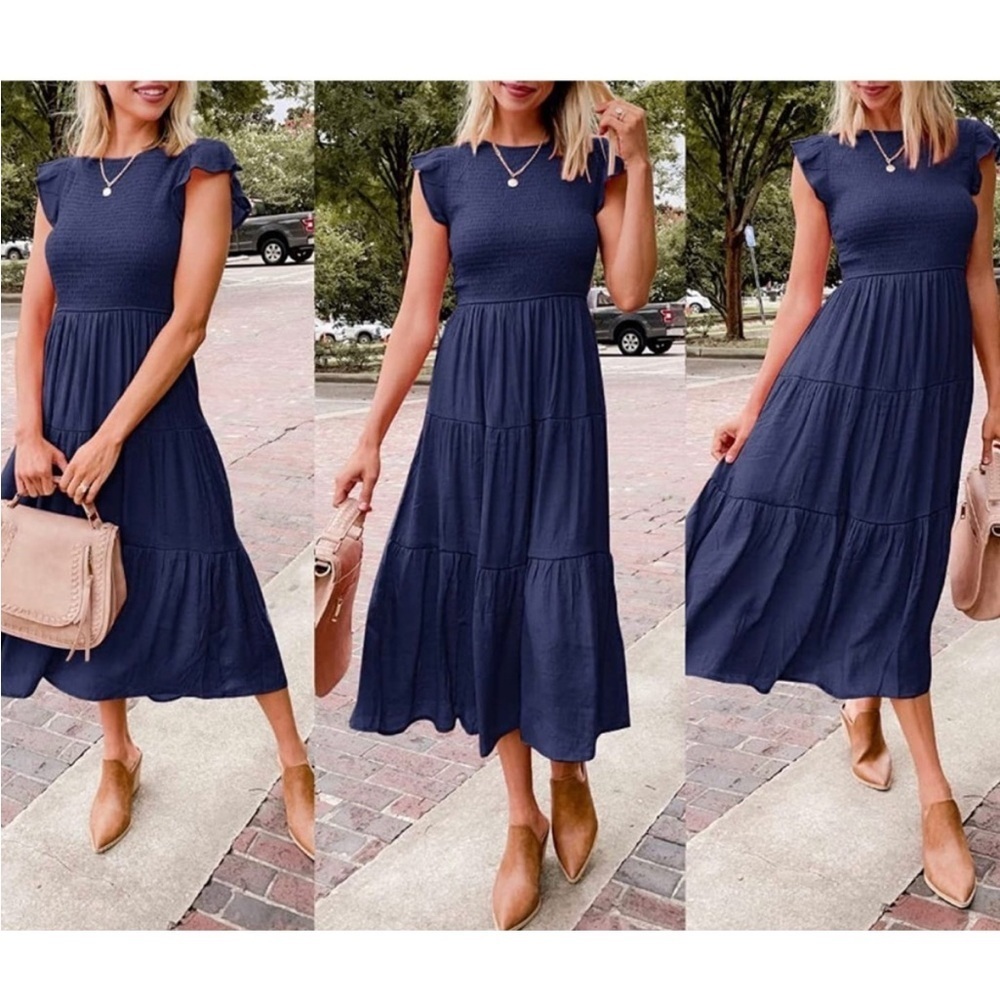 Zesica Navy Blue Midi Dress Size Small - Picture 9 of 11